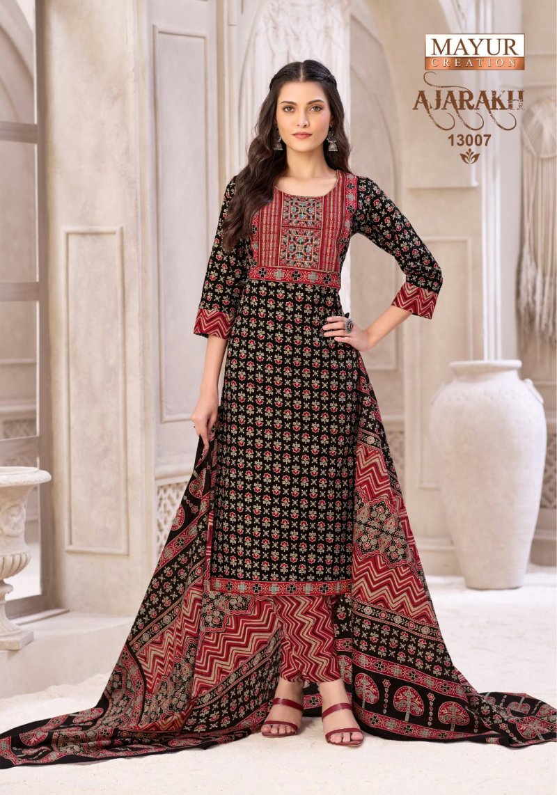 Ajarakh Vol 13 By Mayur Cotton Kurti With Bottom Dupatta 